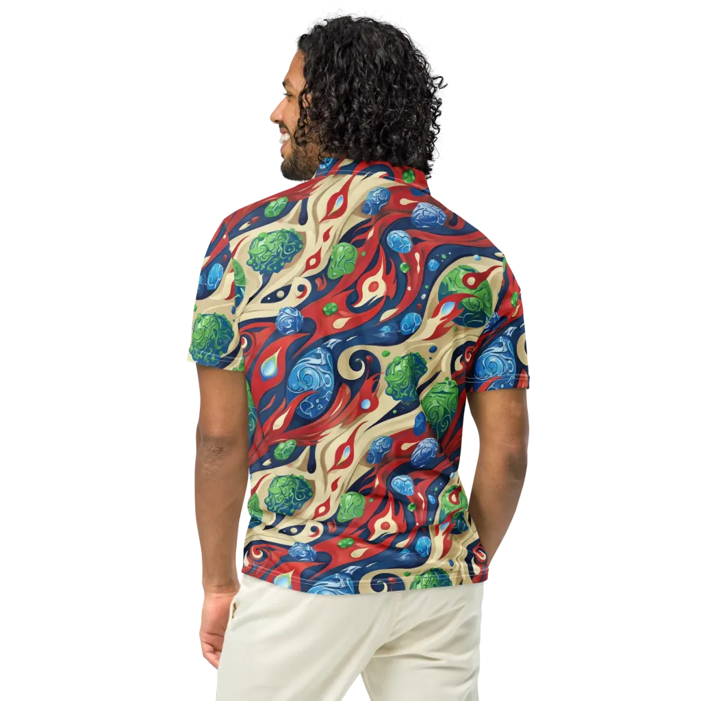 Cosmic Sgraffito on Men's Slim Fit Polo Shirt — Back