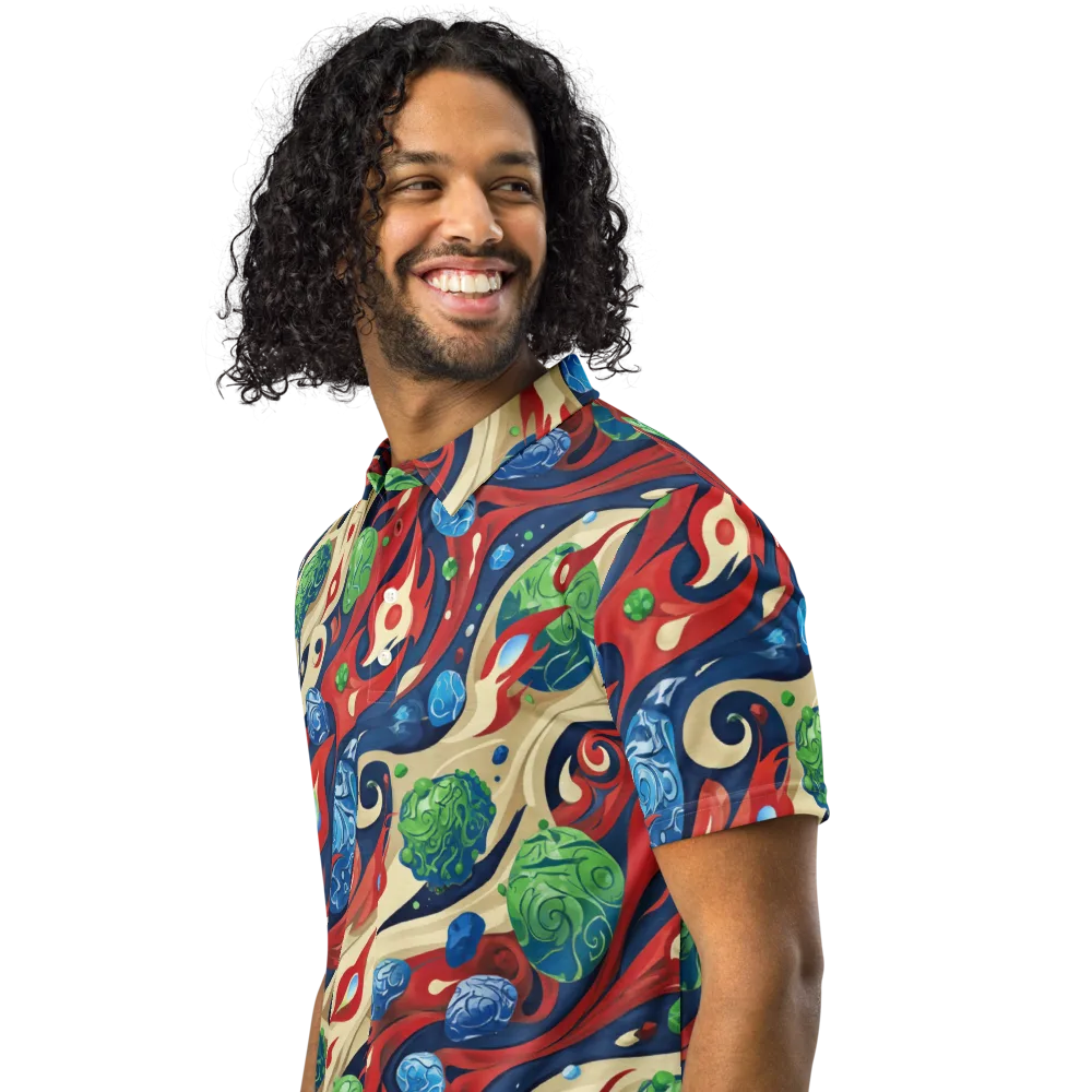 Cosmic Sgraffito on Men's Slim Fit Polo Shirt — Left Front