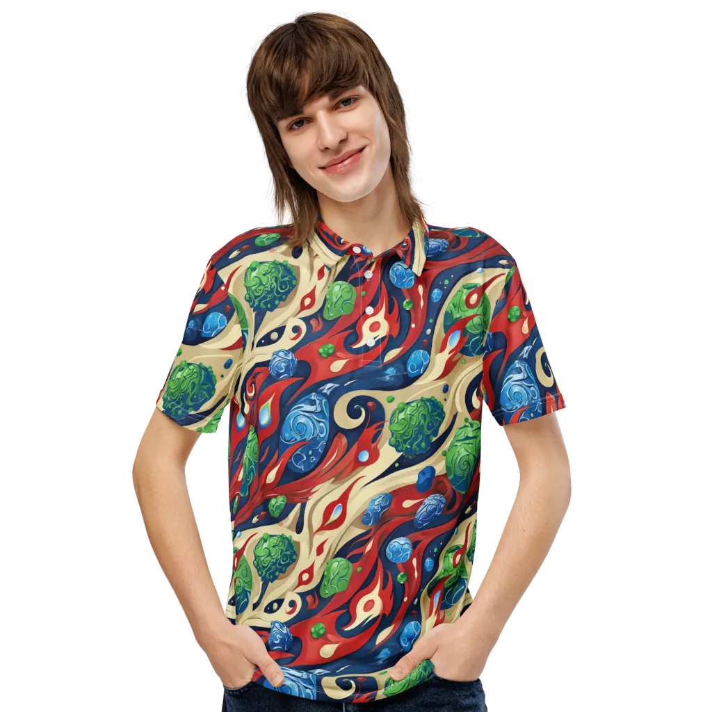 Cosmic Sgraffito on Men's Slim Fit Polo Shirt — Front