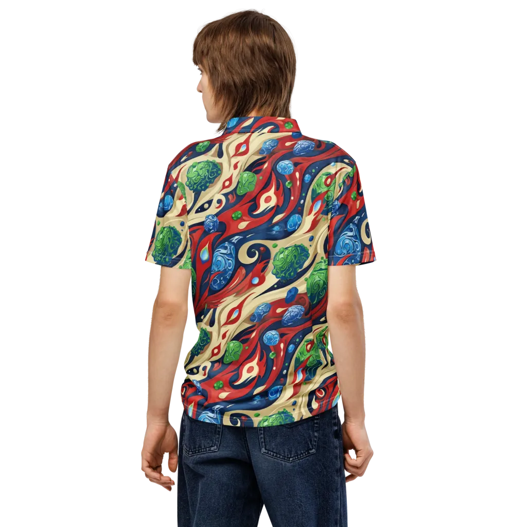 Cosmic Sgraffito on Men's Slim Fit Polo Shirt — Back
