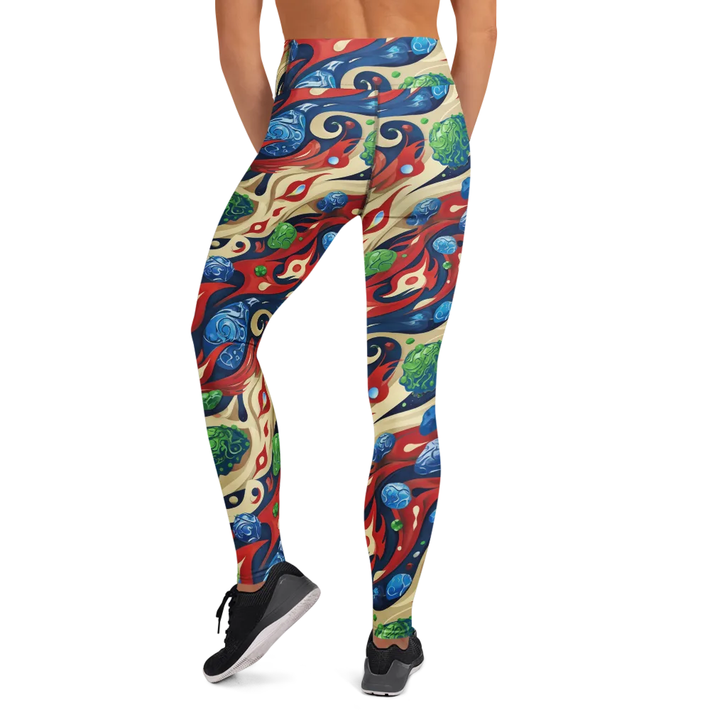 Cosmic Sgraffito on Yoga Leggings — Back