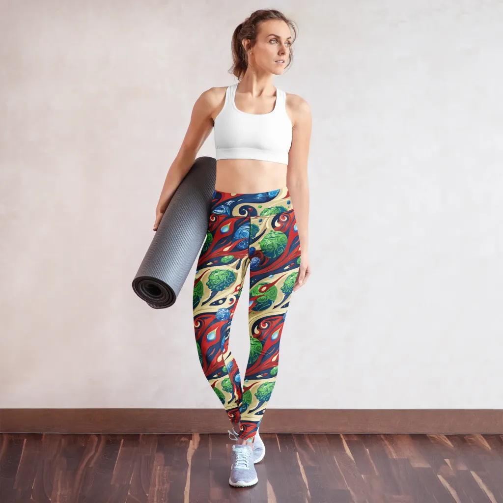 Cosmic Sgraffito on Yoga Leggings — Front