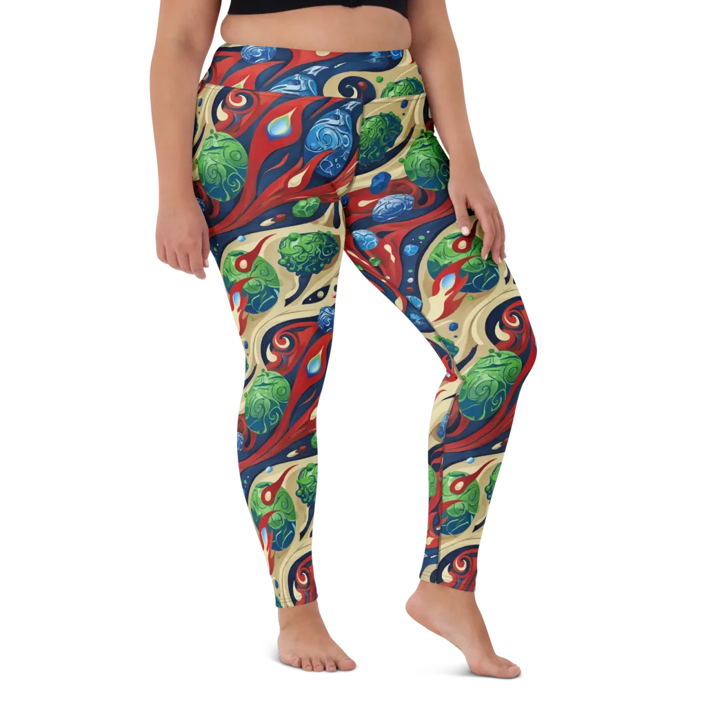 Cosmic Sgraffito on Yoga Leggings — Front