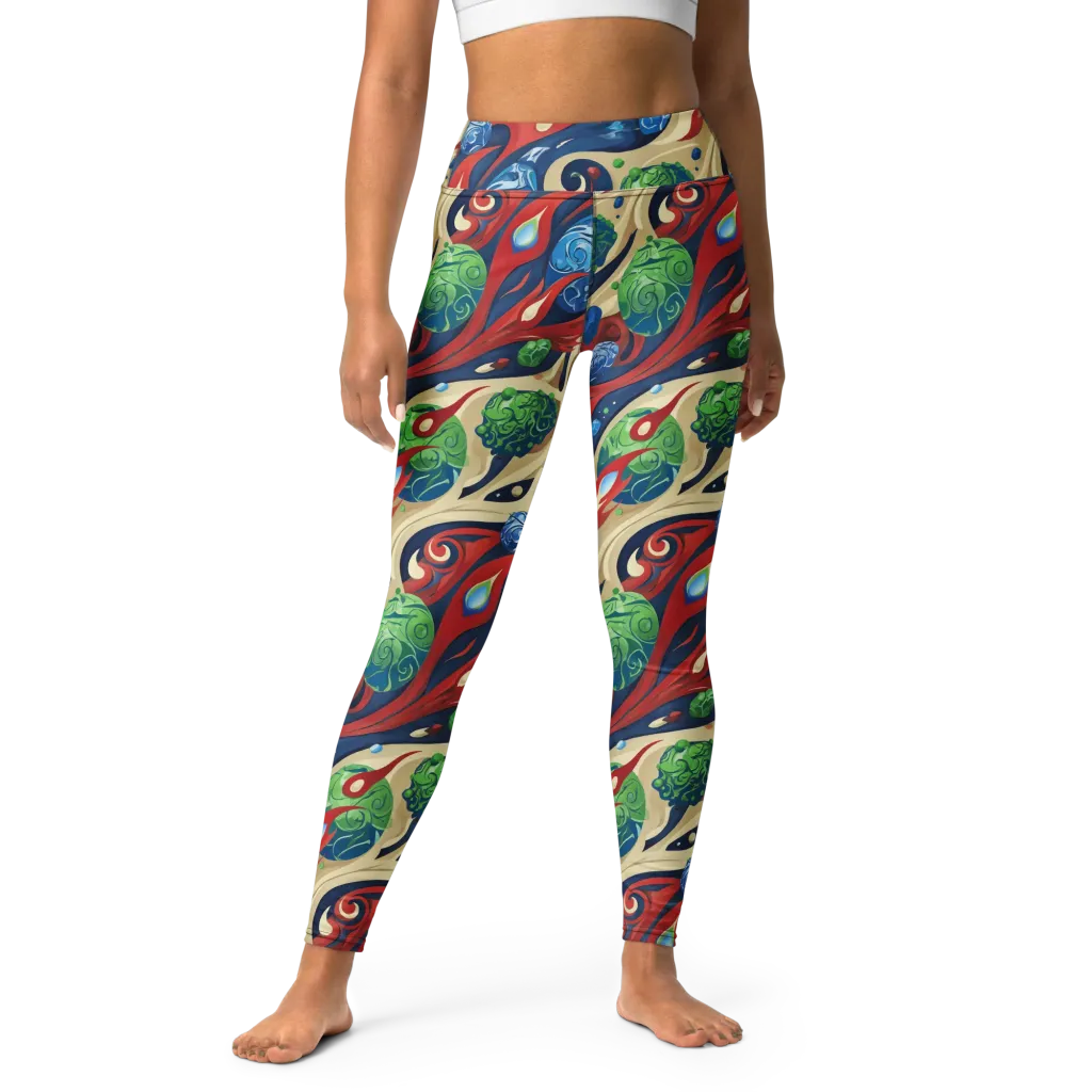Cosmic Sgraffito on Yoga Leggings — Front
