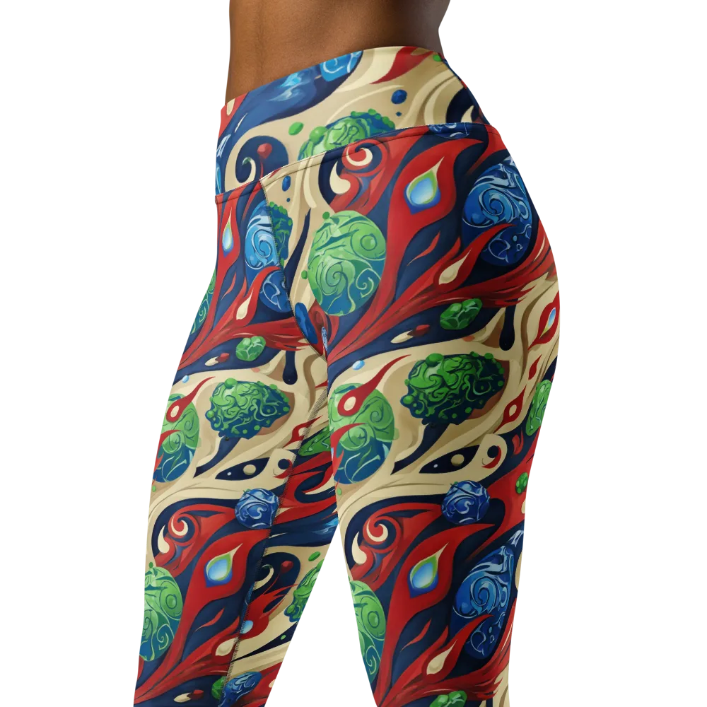 Cosmic Sgraffito on Yoga Leggings — Left Front