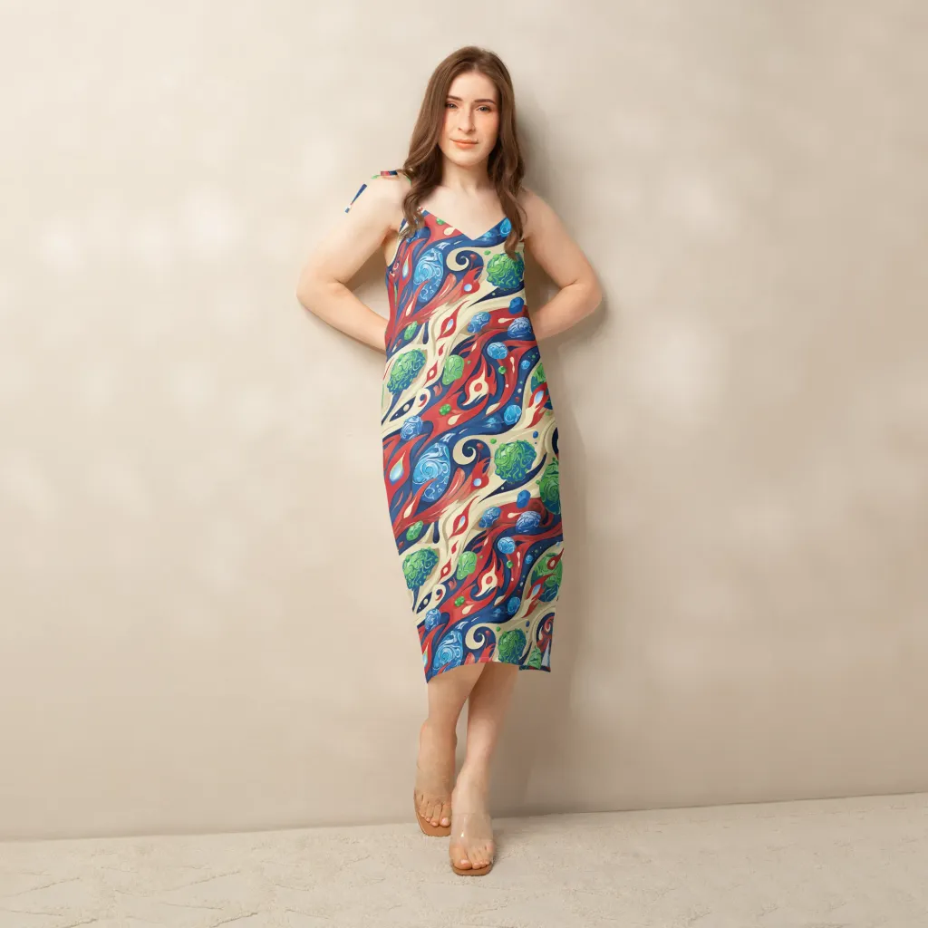 Cosmic Sgraffito on Slip Dress — Front