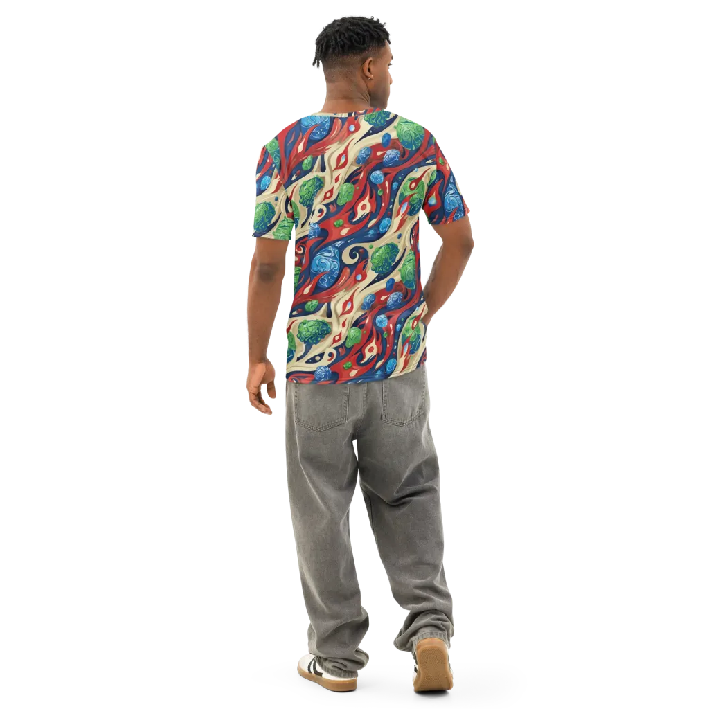 Cosmic Sgraffito on Men's Cotton Crew Neck T-Shirt — Back