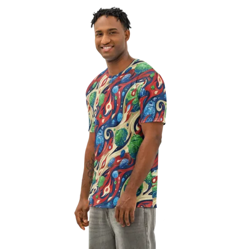 Cosmic Sgraffito on a Men's Cotton Crew Neck T-Shirt