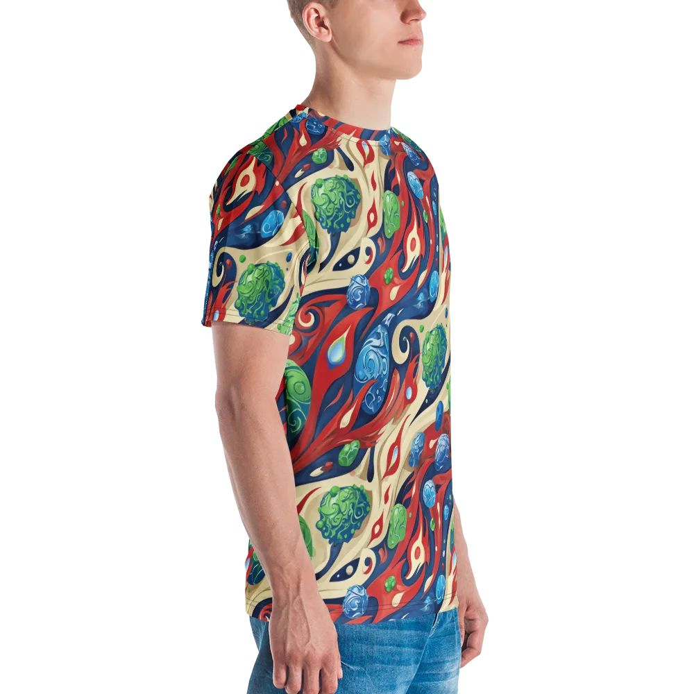 Cosmic Sgraffito on Men's Crew Neck T-Shirt — Right