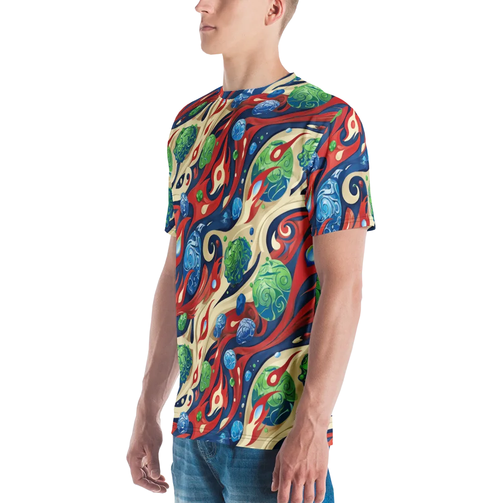 Cosmic Sgraffito on Men's Crew Neck T-Shirt — Left