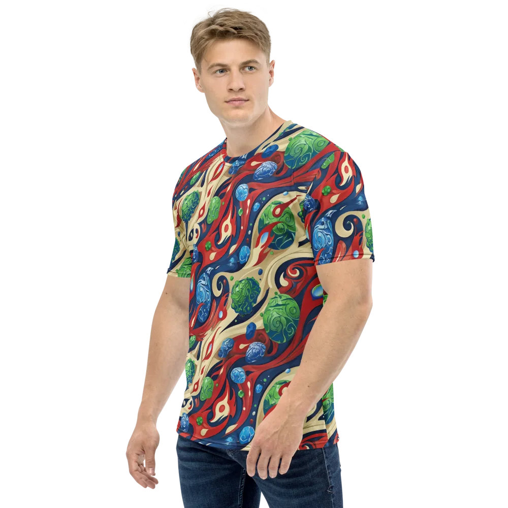 Cosmic Sgraffito on Men's Crew Neck T-Shirt — Left