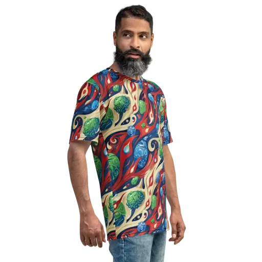 Cosmic Sgraffito on a Men's Crew Neck T-Shirt