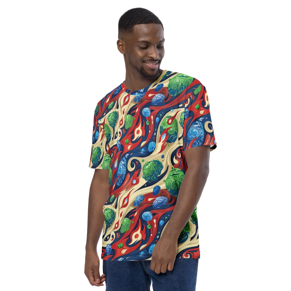 Cosmic Sgraffito on Men's Crew Neck T-Shirt — Left
