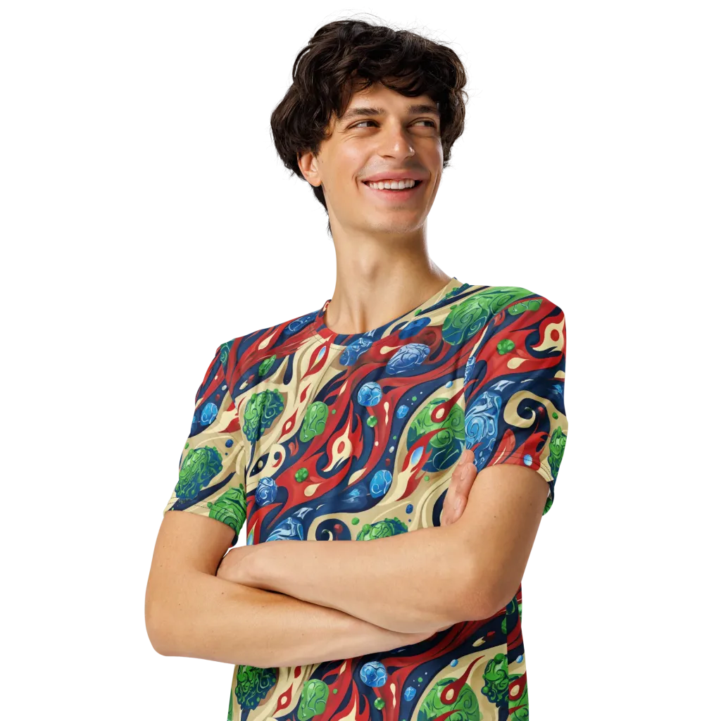 Cosmic Sgraffito on Men's Crew Neck T-Shirt — Left Front