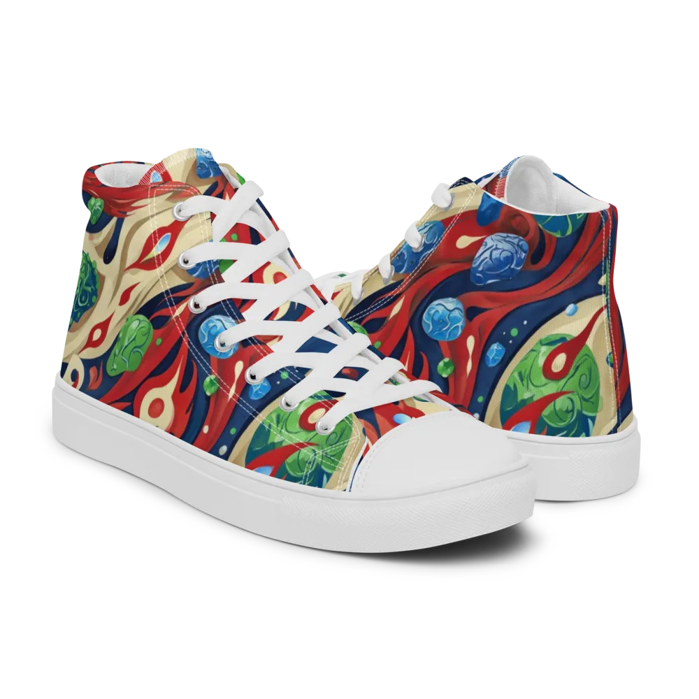 Cosmic Sgraffito on Men's High Top Canvas Shoes — Right