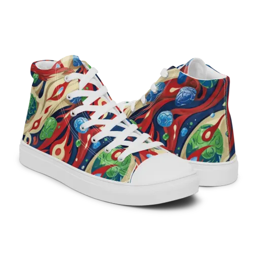 Cosmic Sgraffito on a Men's High Top Canvas Shoes