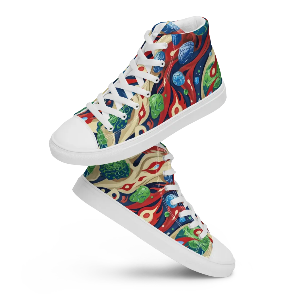 Cosmic Sgraffito on Men's High Top Canvas Shoes — Front