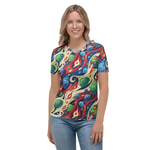 Cosmic Sgraffito on a Women's Crew Neck T-Shirt