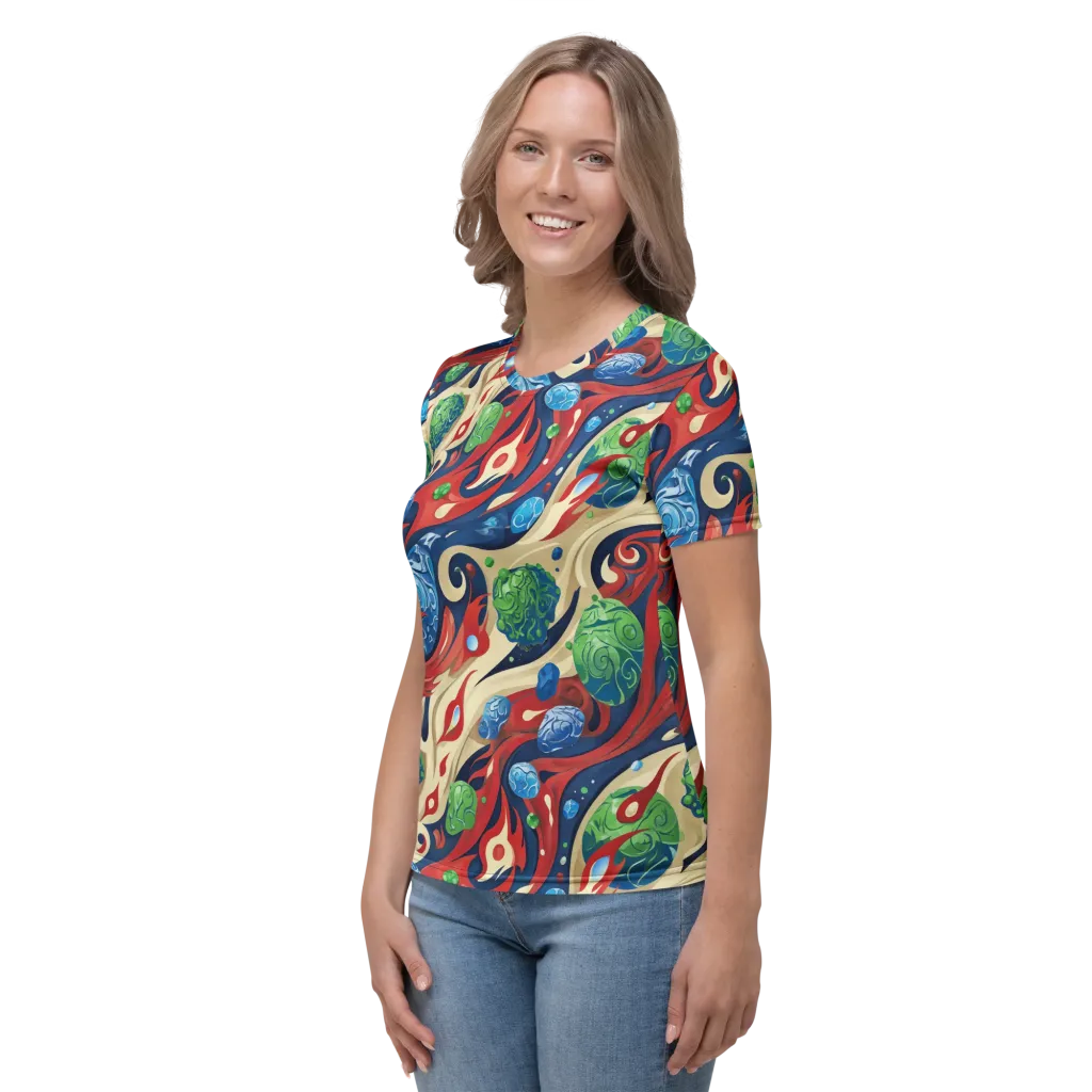 Cosmic Sgraffito on Women's Crew Neck T-Shirt — Left
