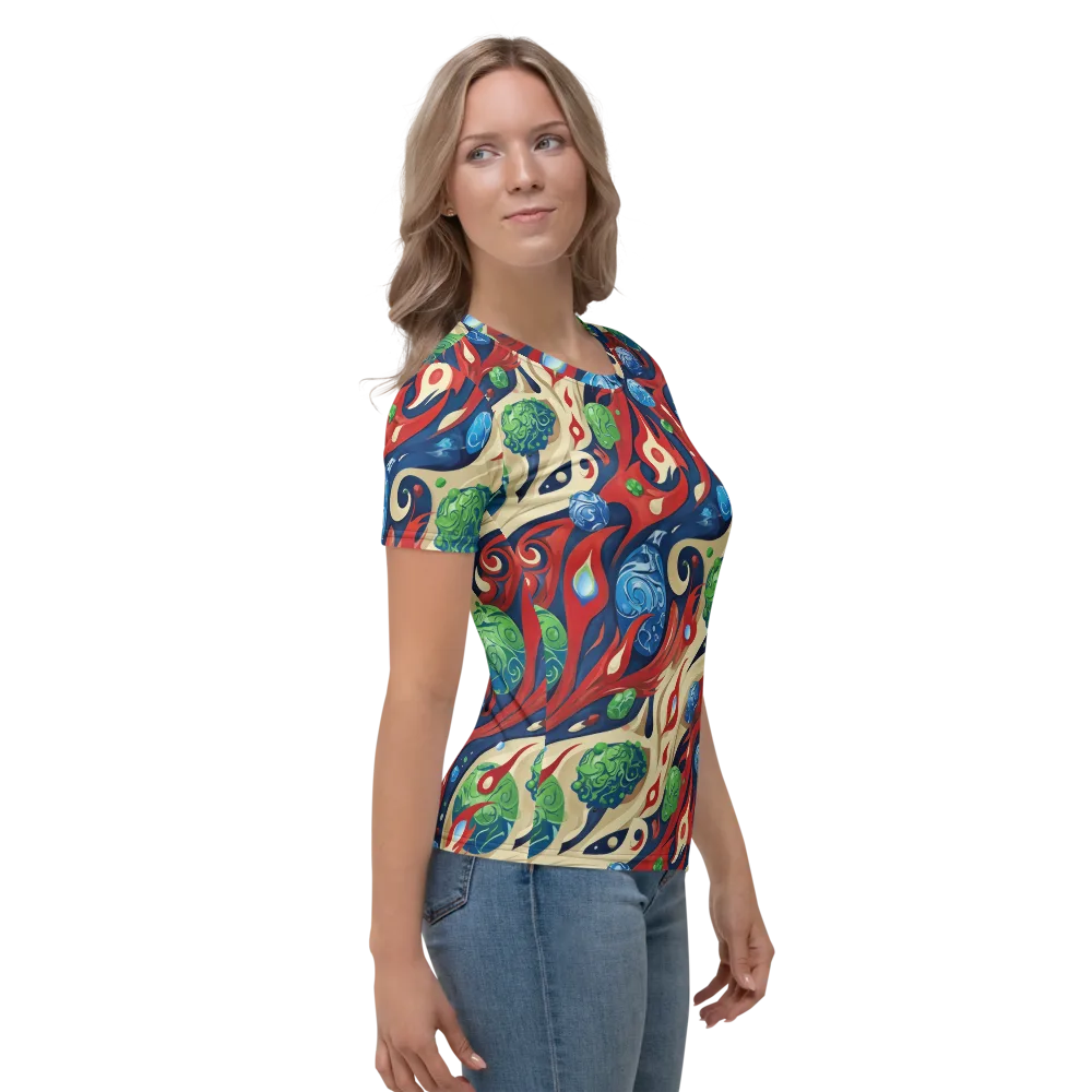 Cosmic Sgraffito on Women's Crew Neck T-Shirt — Right