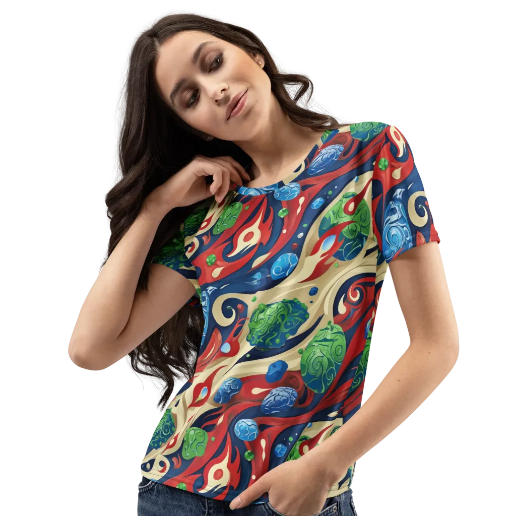 Cosmic Sgraffito on Women's Crew Neck T-Shirt — Left Front