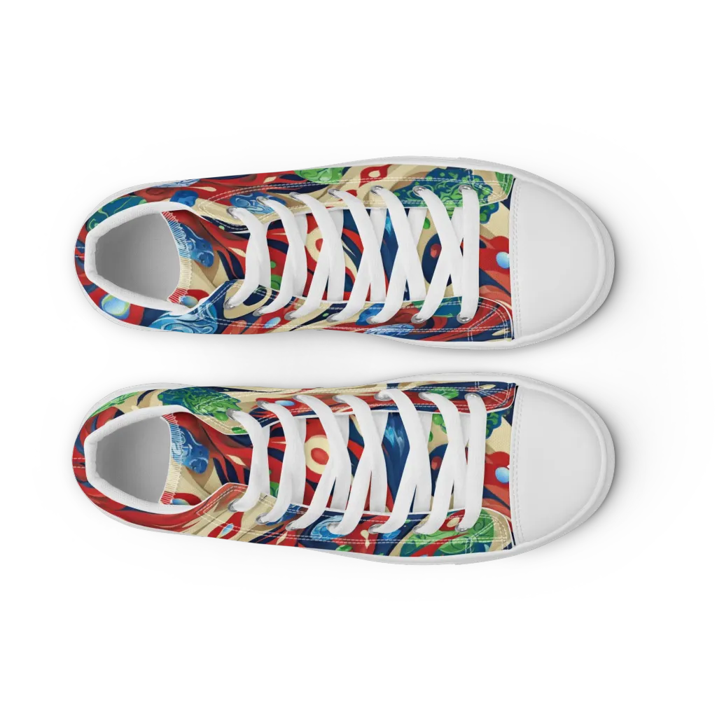 Cosmic Sgraffito on Women's High Top Canvas Shoes — Front