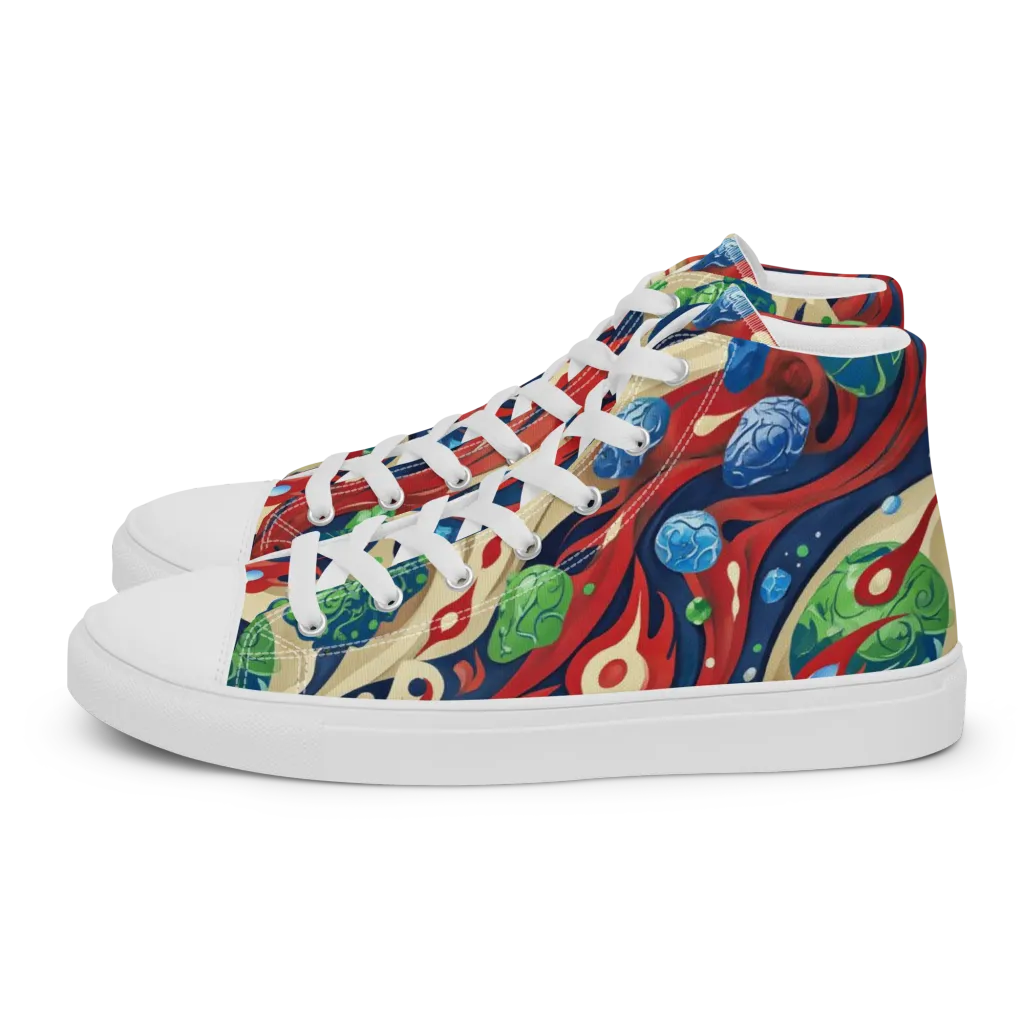 Cosmic Sgraffito on Women's High Top Canvas Shoes — Left