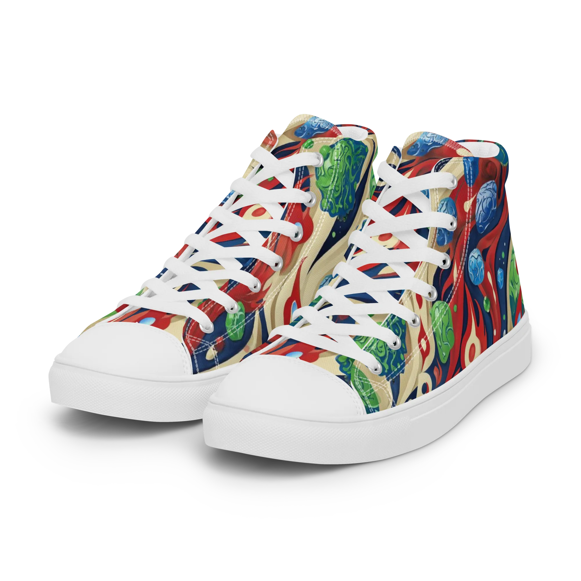 Cosmic Sgraffito on Women's High Top Canvas Shoes — Left Front