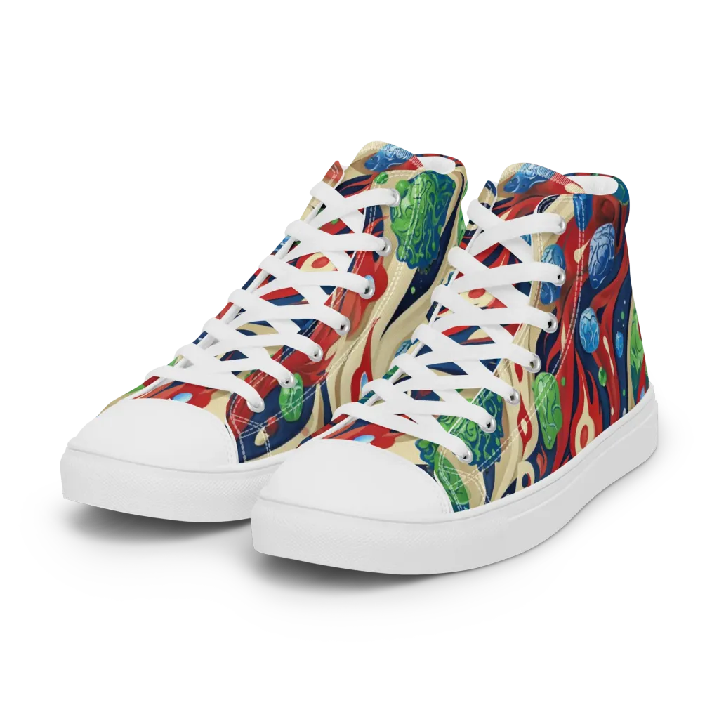 Cosmic Sgraffito on Women's High Top Canvas Shoes — Left Front