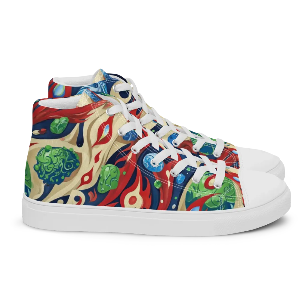Cosmic Sgraffito on Women's High Top Canvas Shoes — Right