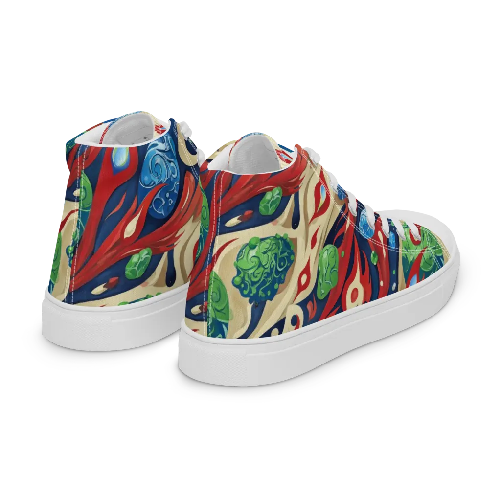 Cosmic Sgraffito on Women's High Top Canvas Shoes — Right Back