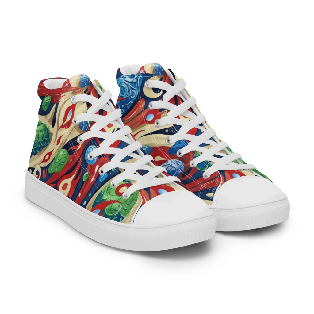 Cosmic Sgraffito on Women's High Top Canvas Shoes — Right Front