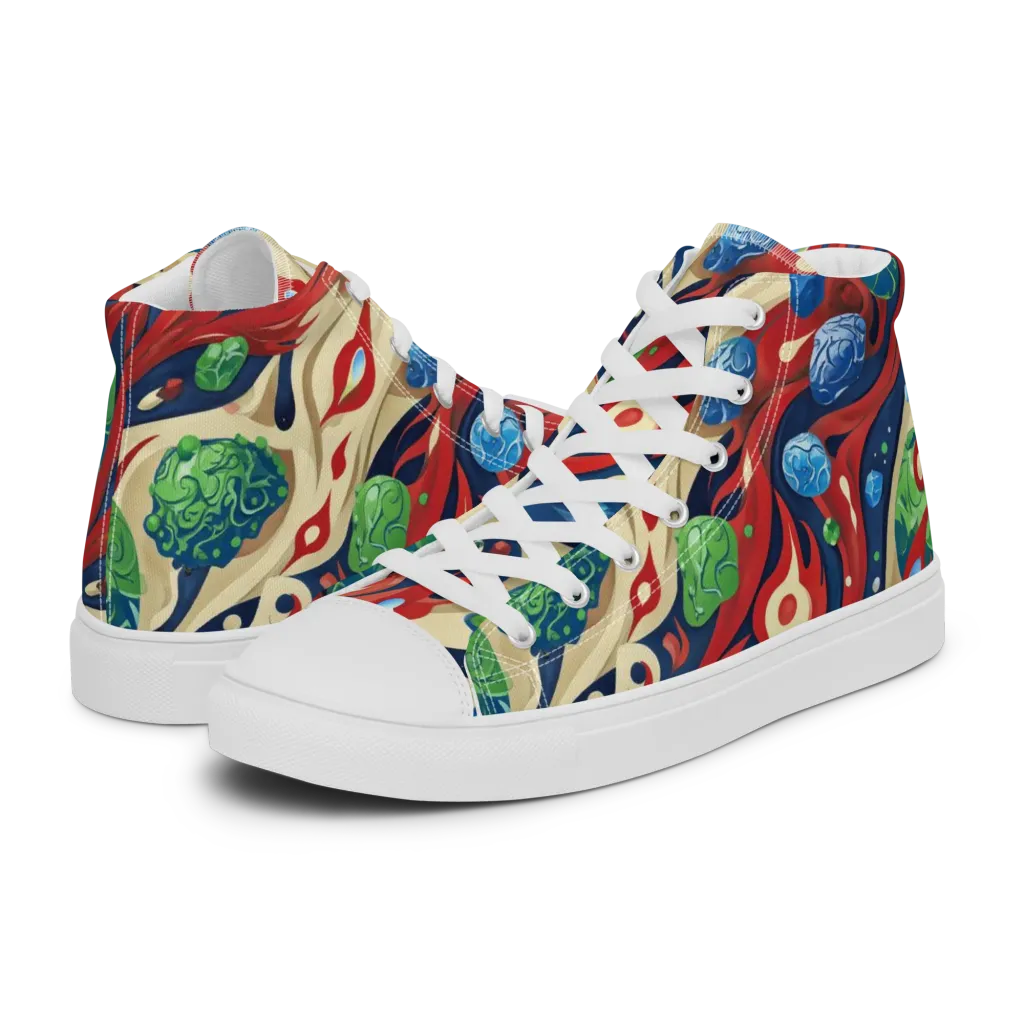 Cosmic Sgraffito on Women's High Top Canvas Shoes — Left