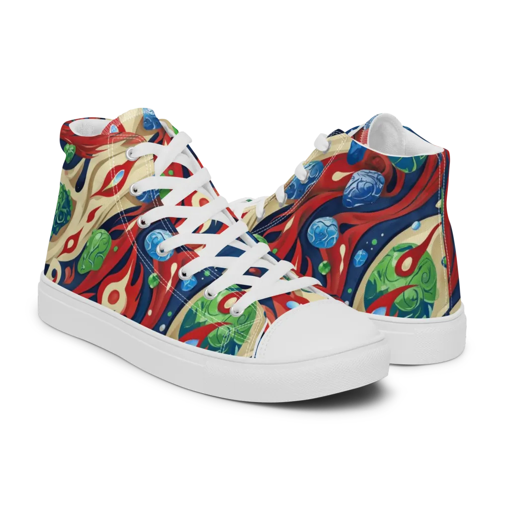 Cosmic Sgraffito on Women's High Top Canvas Shoes — Right