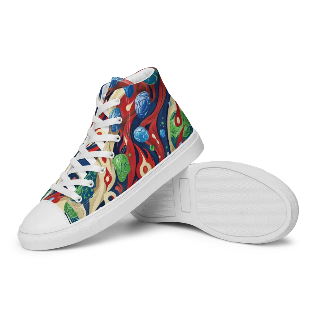 Cosmic Sgraffito on Women's High Top Canvas Shoes — Left