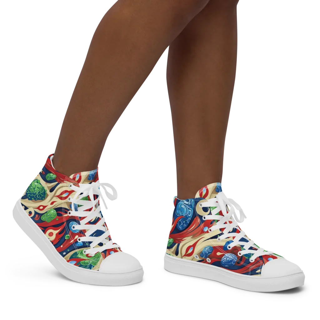 Cosmic Sgraffito on Women's High Top Canvas Shoes — Right
