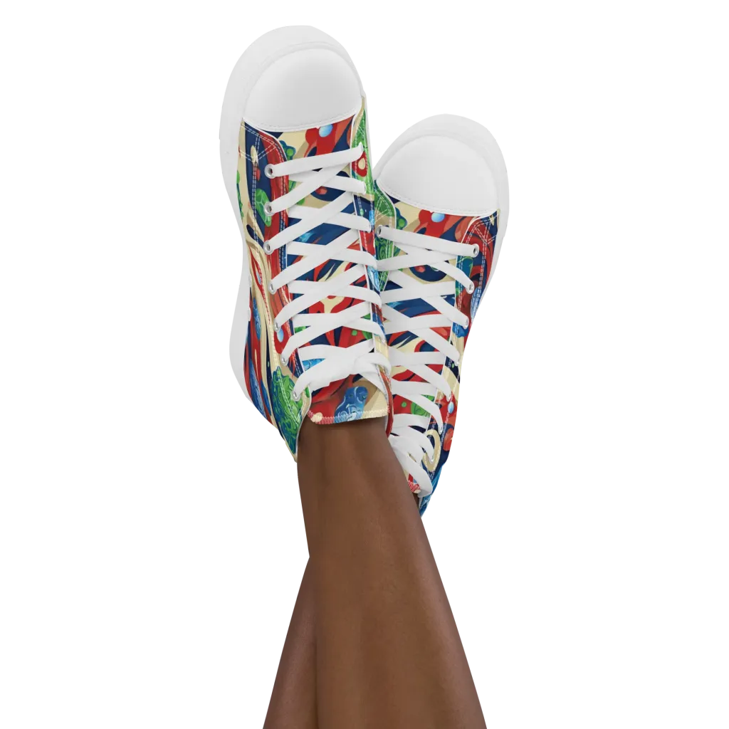 Cosmic Sgraffito on Women's High Top Canvas Shoes — Front