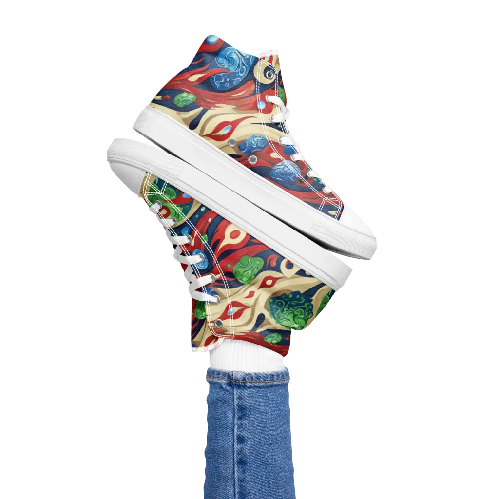 Cosmic Sgraffito on Women's High Top Canvas Shoes — Left