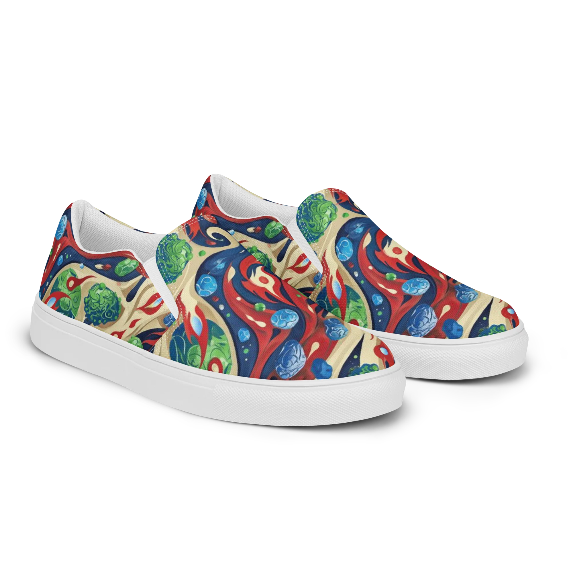 Cosmic Sgraffito on Men's Slip-On Canvas Shoes — Right Front