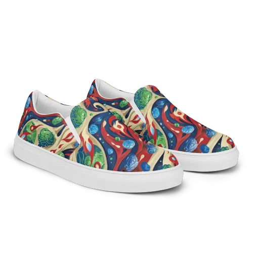 Cosmic Sgraffito on a Men's Slip-On Canvas Shoes