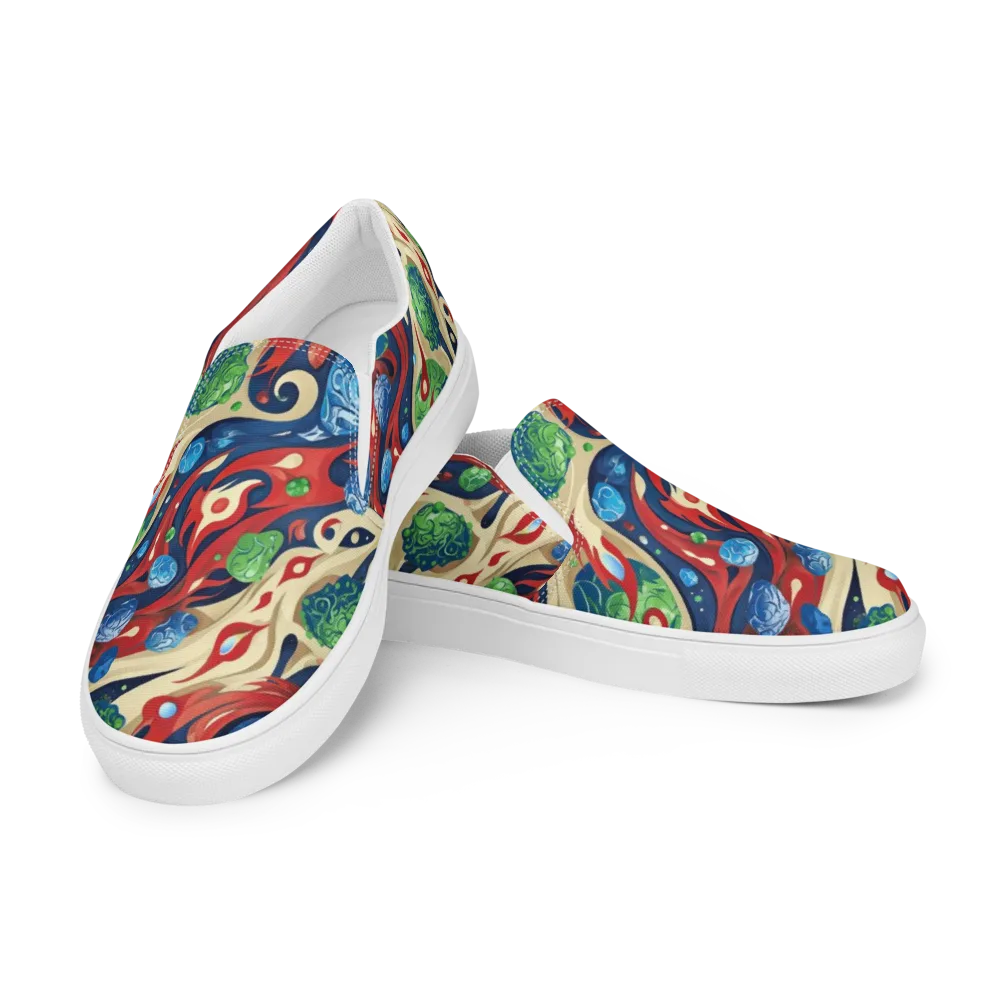 Cosmic Sgraffito on Men's Slip-On Canvas Shoes — Left Front