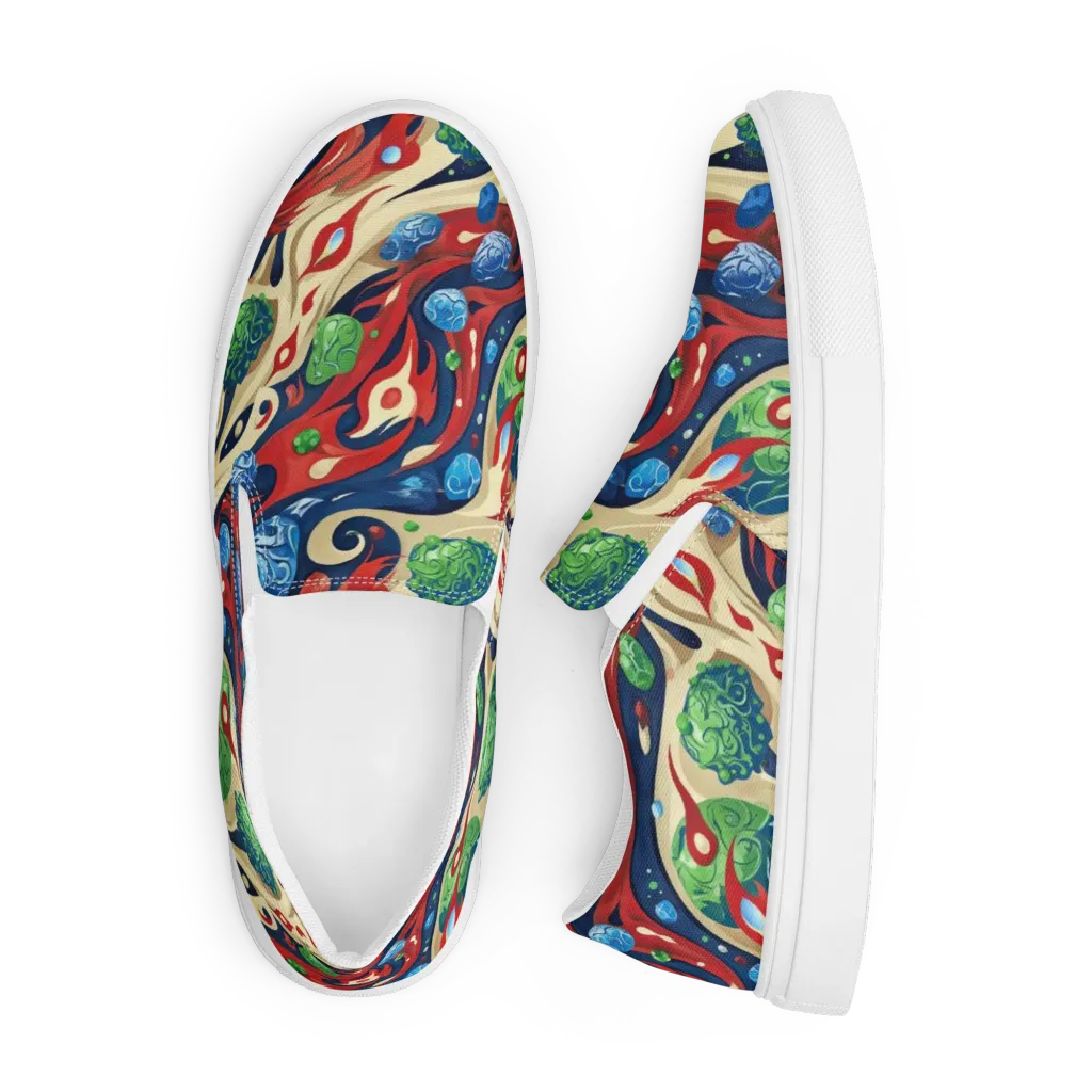 Cosmic Sgraffito on Men's Slip-On Canvas Shoes — Front