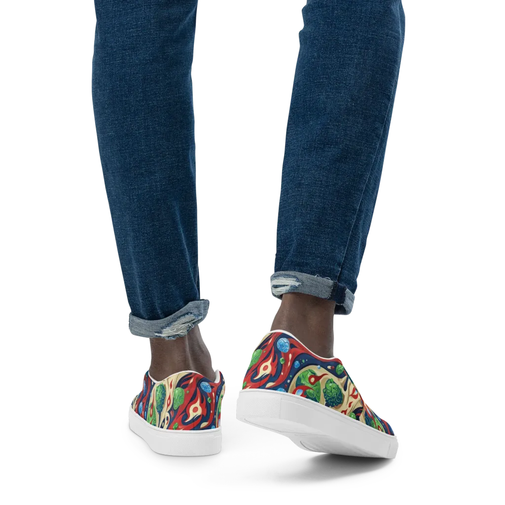 Cosmic Sgraffito on Men's Slip-On Canvas Shoes — Back