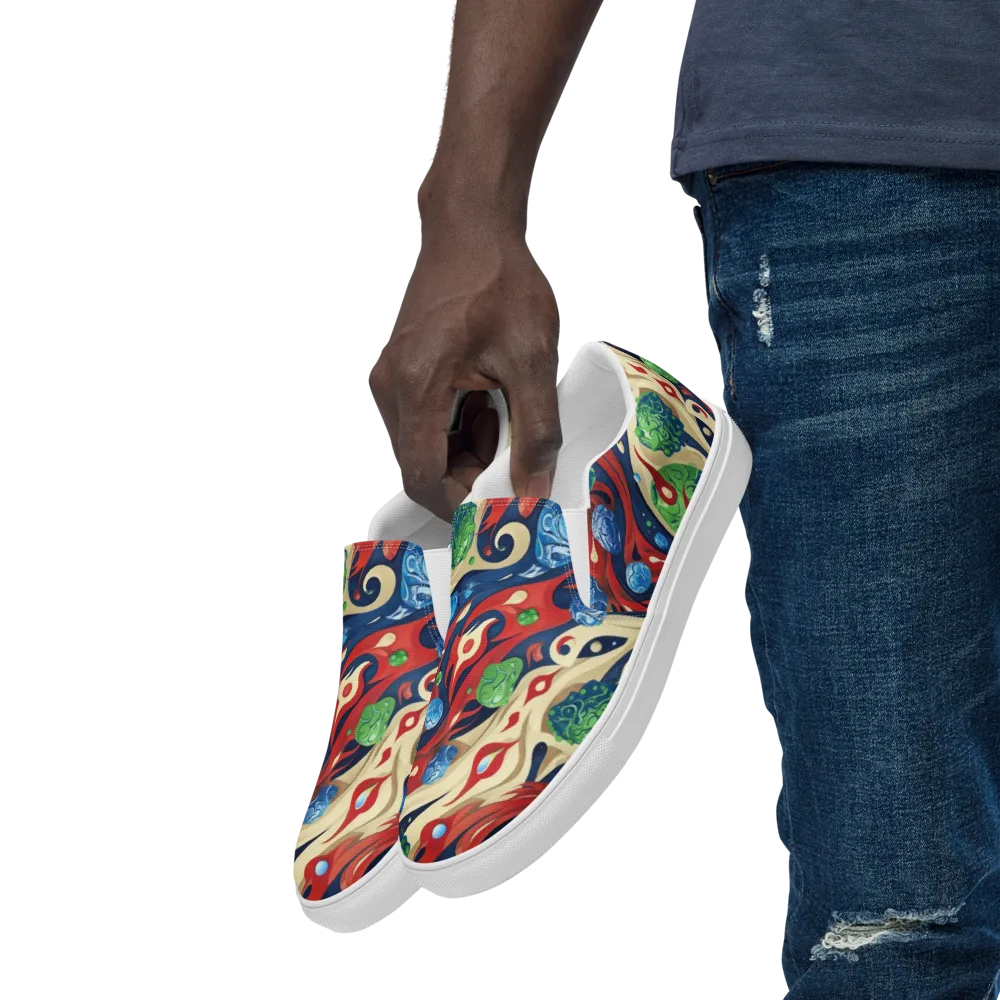 Cosmic Sgraffito on Men's Slip-On Canvas Shoes — Left Front