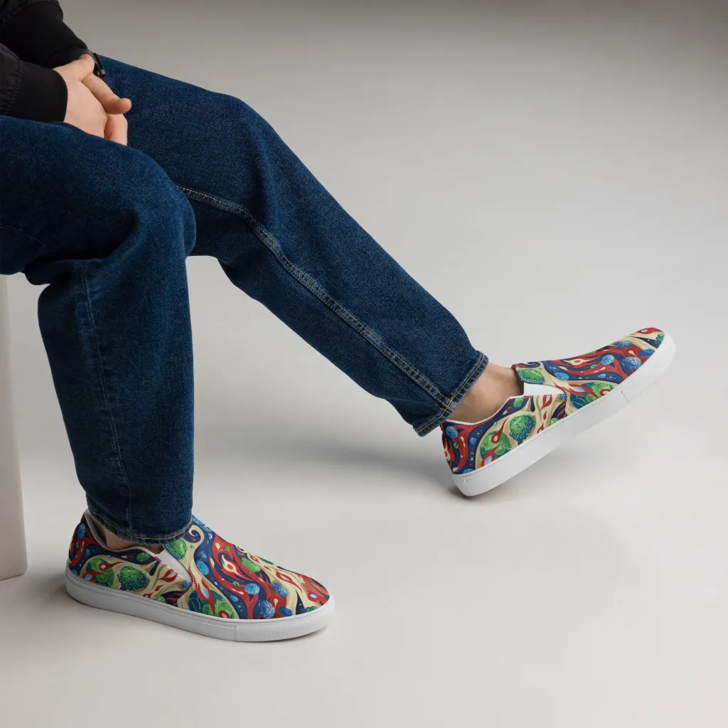 Cosmic Sgraffito on Men's Slip-On Canvas Shoes — Right
