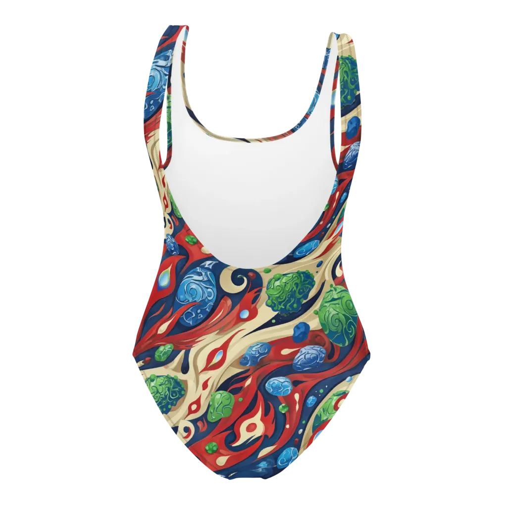 Cosmic Sgraffito on One-Piece Swimsuit — Back