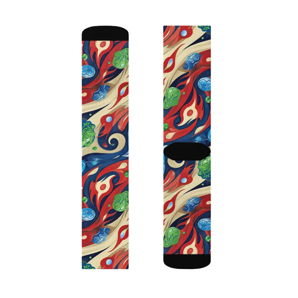 Cosmic Sgraffito on Socks — Right Sock