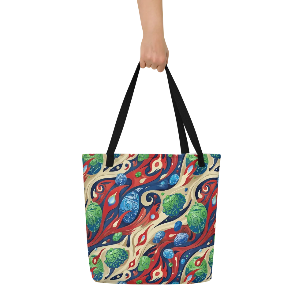 Cosmic Sgraffito on Large Tote Bag W/ Pocket — Front
