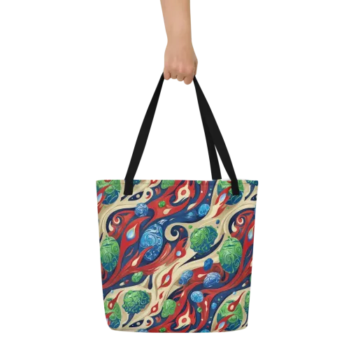 Cosmic Sgraffito on a Large Tote Bag W/ Pocket