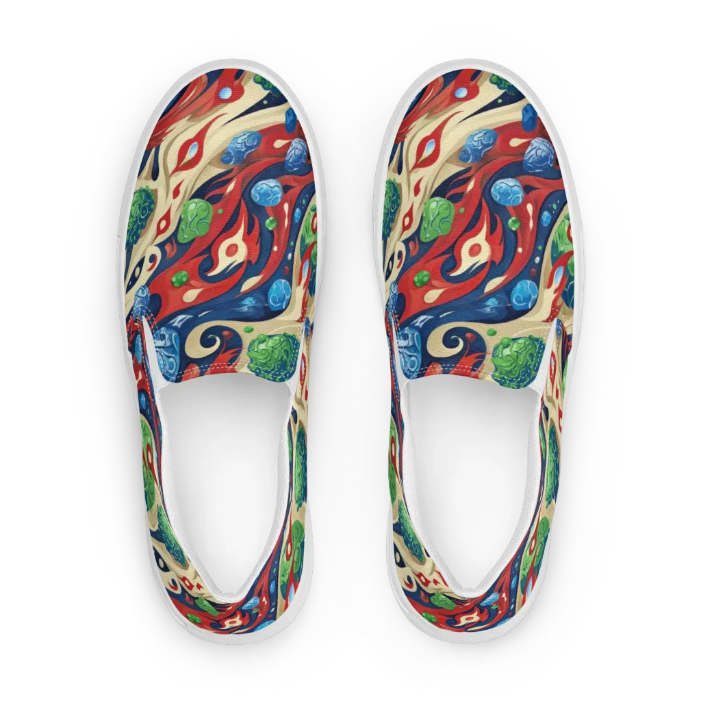 Cosmic Sgraffito on Women's Slip-On Canvas Shoes — Front